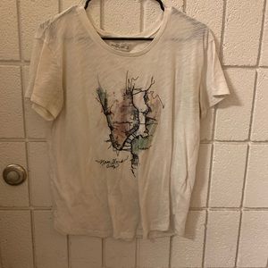 watercolor new york city stitching t-shirt